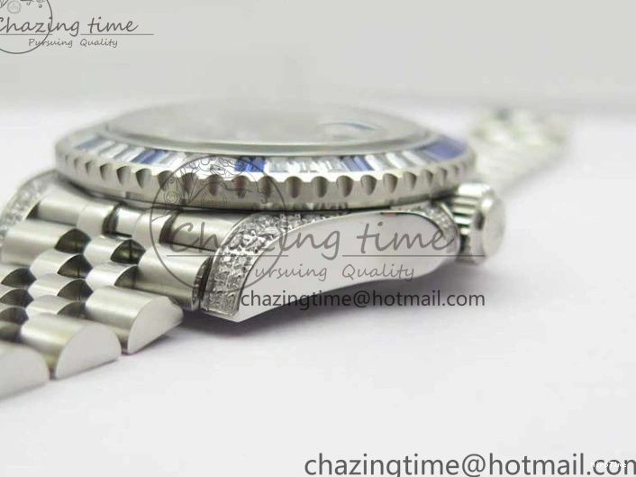 MiroTime 0401 GMT-Master II White Blue Diamonds Bezel 904L Steel GMF Best Edition Black Dial On Jubilee Bracelet SA3285 CHS V Original 2579